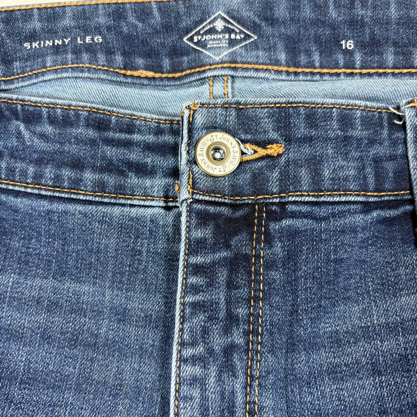 St Johns Bay Womens Jeans 16 Blue Skinny Leg Stretch Denim Y2K Vintage Grunge