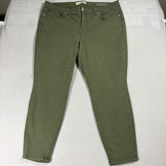 Slink Jeans Womens 20 Curvy Olive Stretch Denim Skinny Fit Plus Size Pants