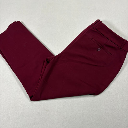 Liz Claiborne Womens Pants 12 Red Burgundy Emma Classic Career Stretch Slim Fit