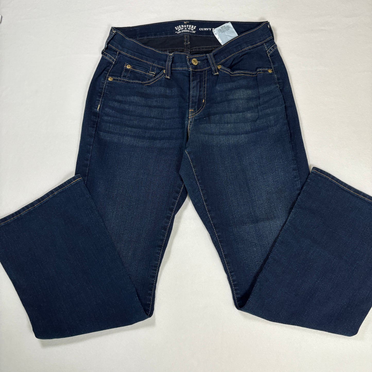 Levi’s Signature Jeans Women’s 10 Curvy Bootcut Mid Rise Dark Wash Stretch Denim