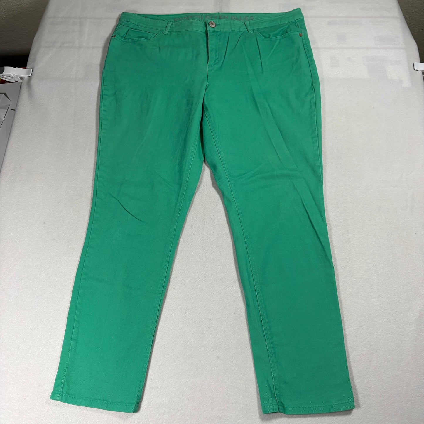 Canyon River Blues Pants Womens 18 Green Stretch Denim Skinny Fit Bright Color