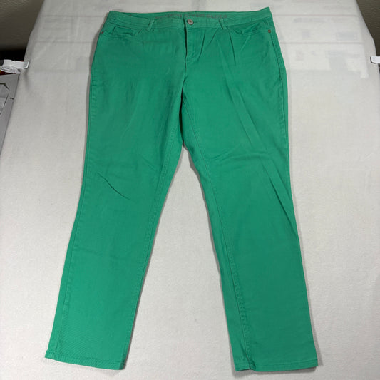 Canyon River Blues Pants Womens 18 Green Stretch Denim Skinny Fit Bright Color