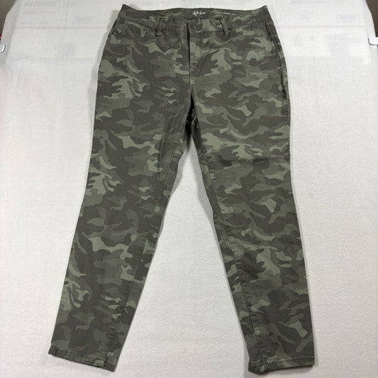 Style & Co Camo Pants 32x26 Womens 14S Stretch Skinny Green Vintage Streetwear