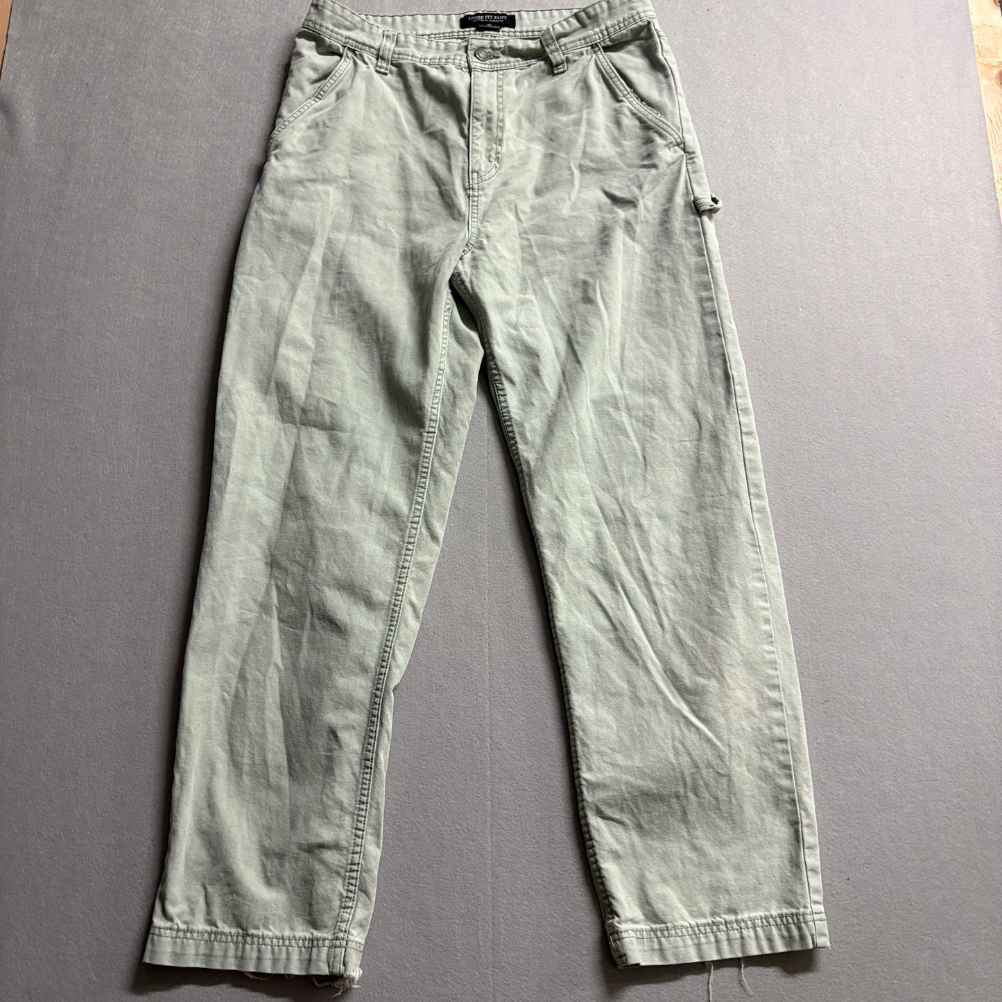 Loose Fit Carpenter Pants Sage Green Utility Workwear Tag 32 Fits 33X30