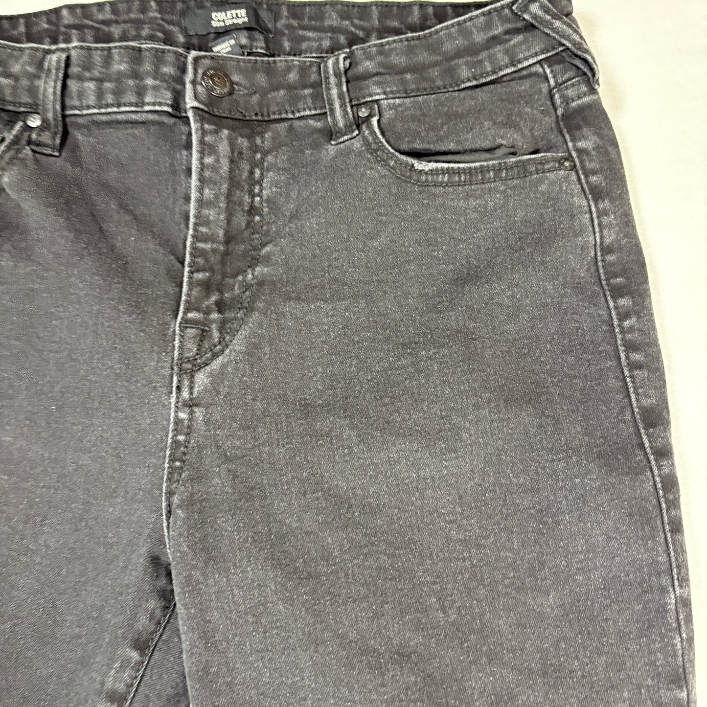 True Religion Colette Jeans Slim Straight Black Frayed Hem Size 32 Men’s Denim