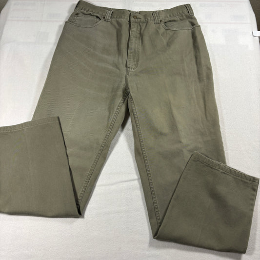 Khaki Straight Leg Pants Mens 38x32 Green Vintage Workwear Casual Baggy Jeans