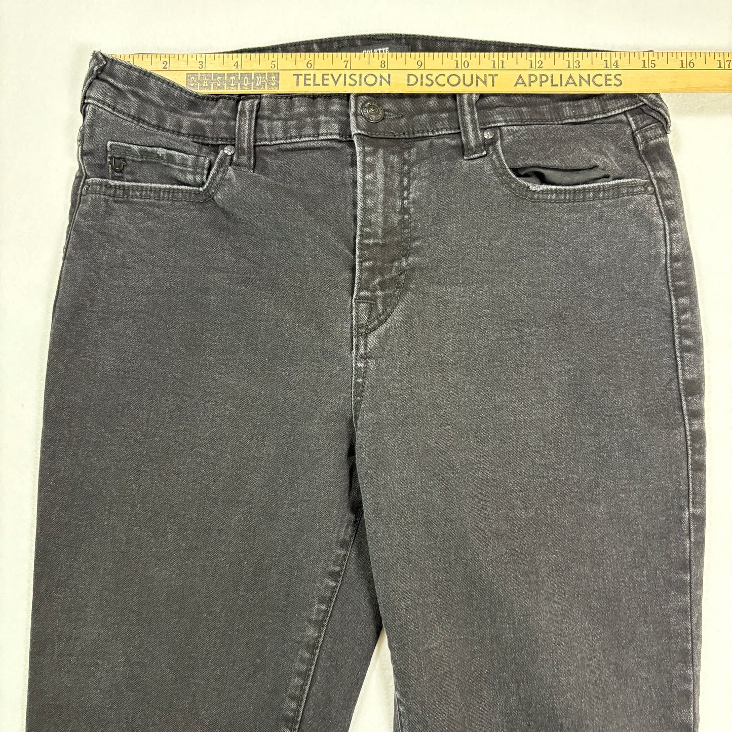 True Religion Colette Jeans Slim Straight Black Frayed Hem Size 32 Men’s Denim