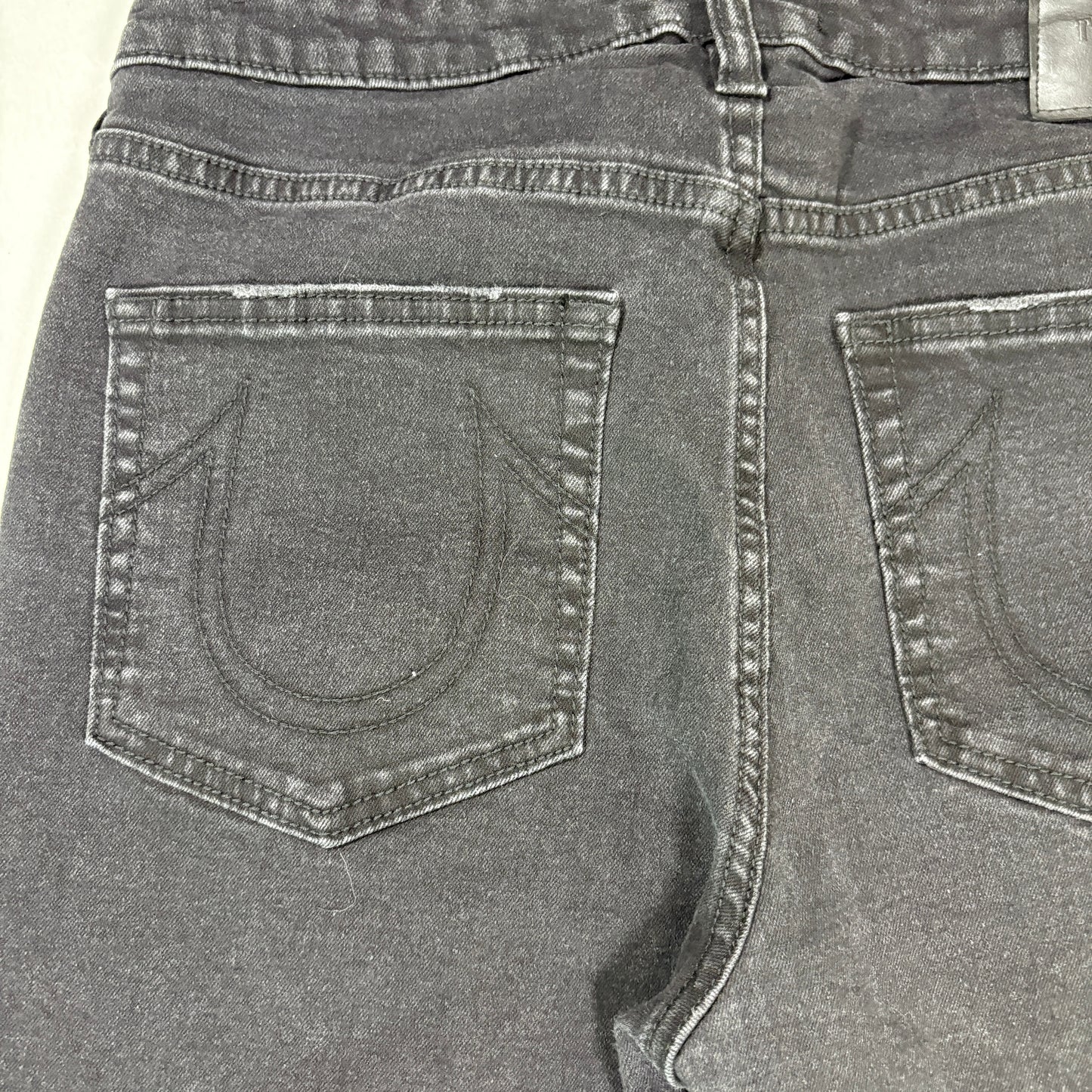 True Religion Colette Jeans Slim Straight Black Frayed Hem Size 32 Men’s Denim