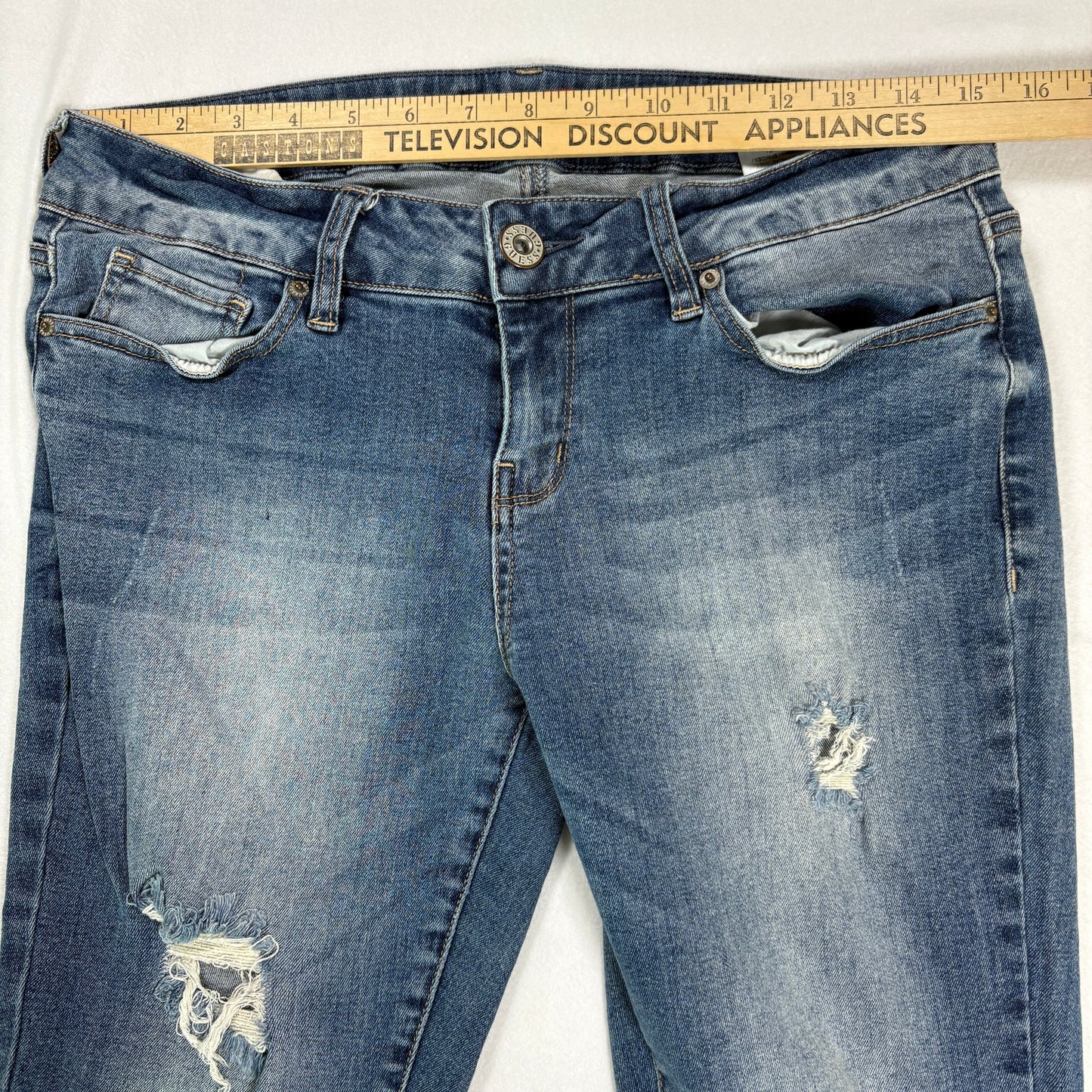 Guess Jeans Women’s Distressed Skinny Medium Rise Stretch Blue Denim Size 31