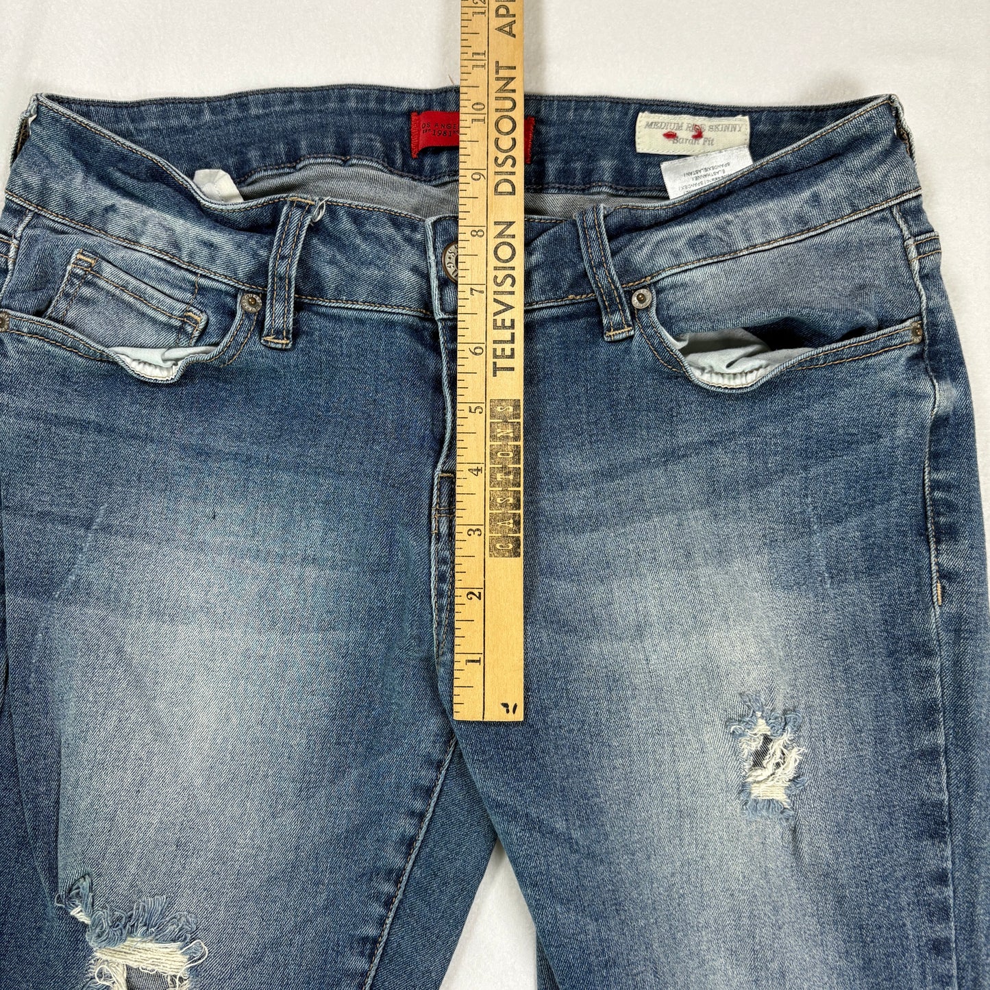 Guess Jeans Women’s Distressed Skinny Medium Rise Stretch Blue Denim Size 31