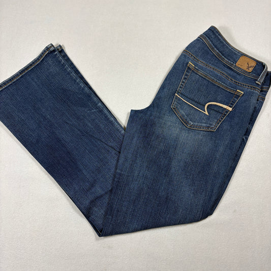 American Eagle Womens Jeans 12 Blue Stretch Denim Bootcut Y2K Vintage 90s Grunge