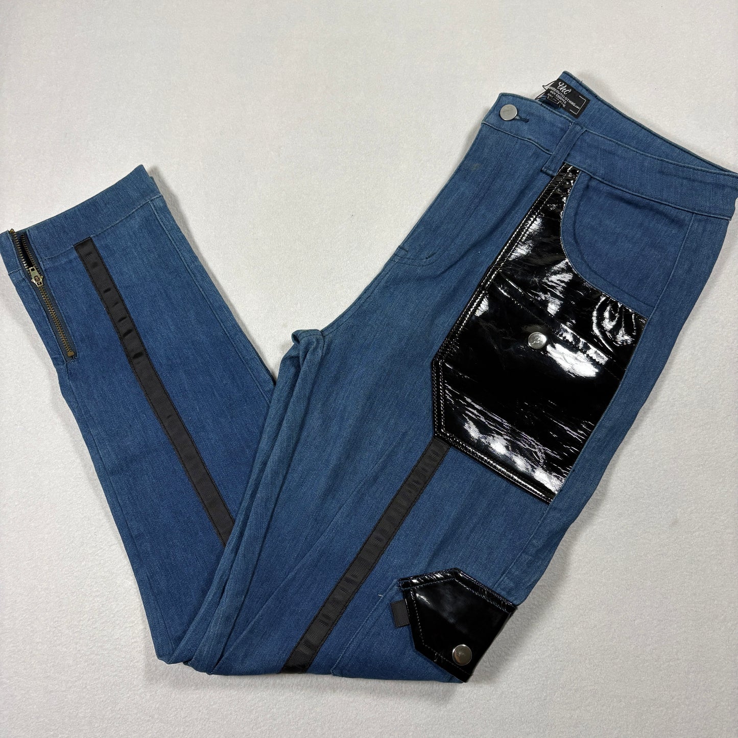 THC Mens Jeans XL Blue Limited Edition Patchwork Y2K Grunge Streetwear Rare 350