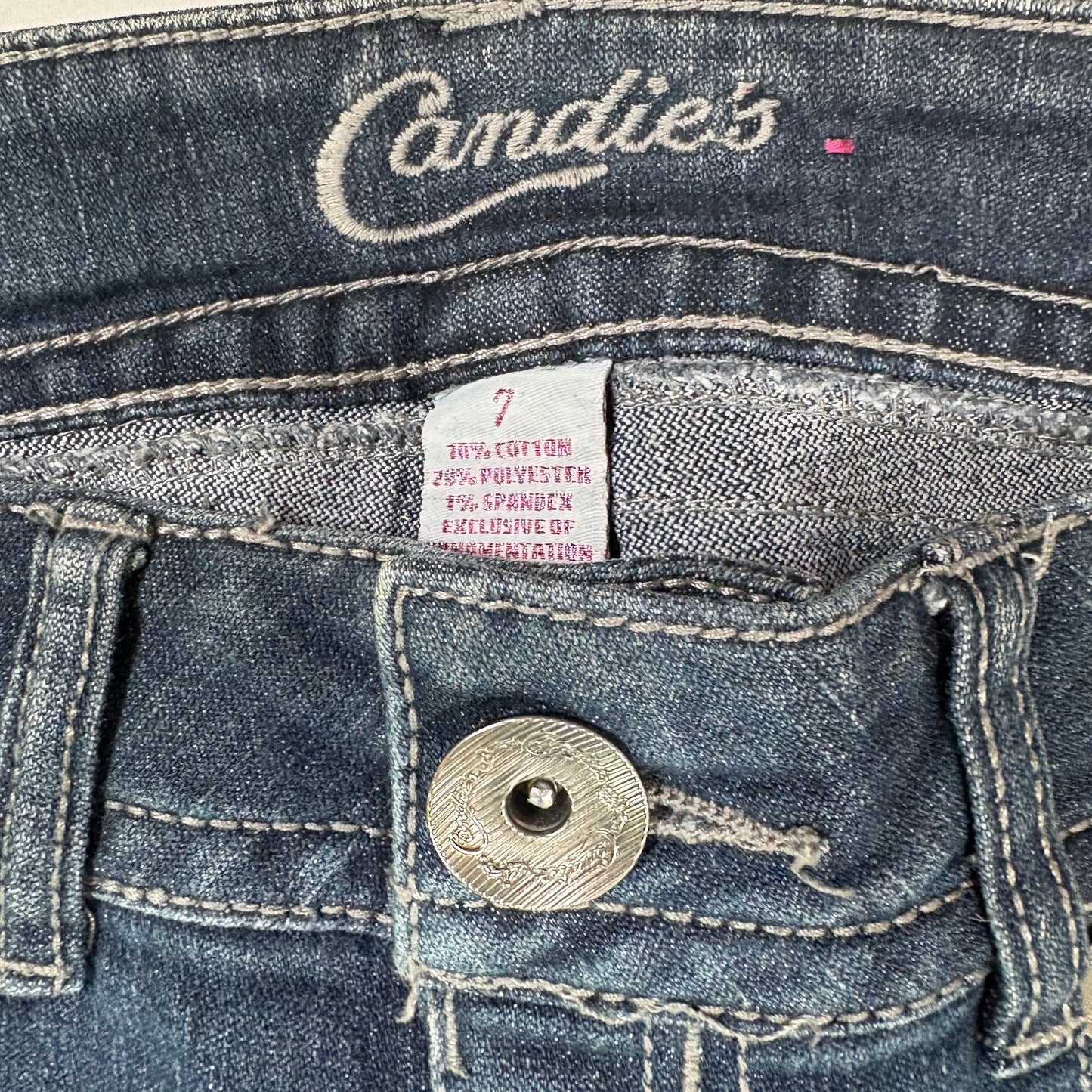Candie’s Jeans Junior 7 Dark Wash Bootcut Stretch Denim Distressed Casual