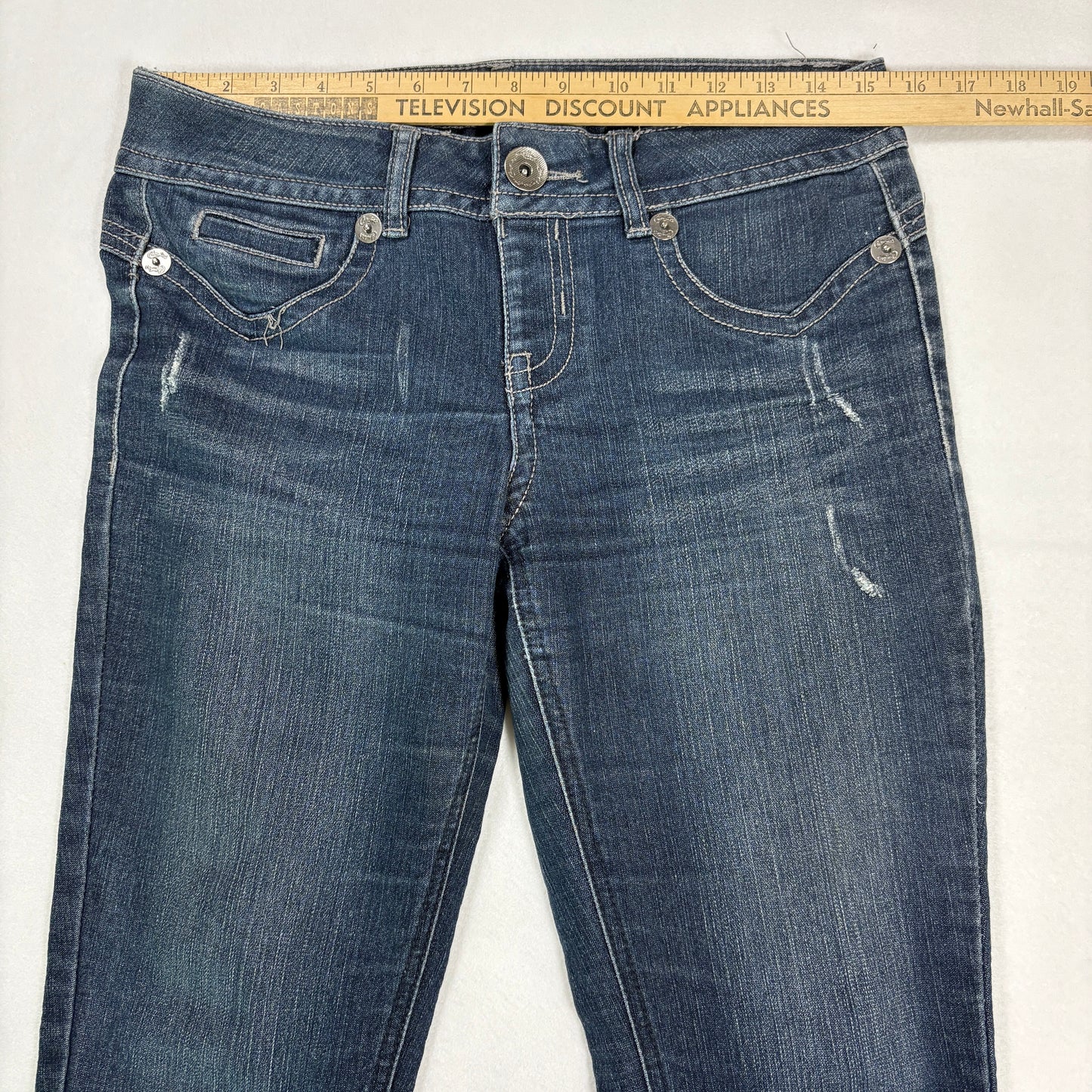 Candie’s Jeans Junior 7 Dark Wash Bootcut Stretch Denim Distressed Casual