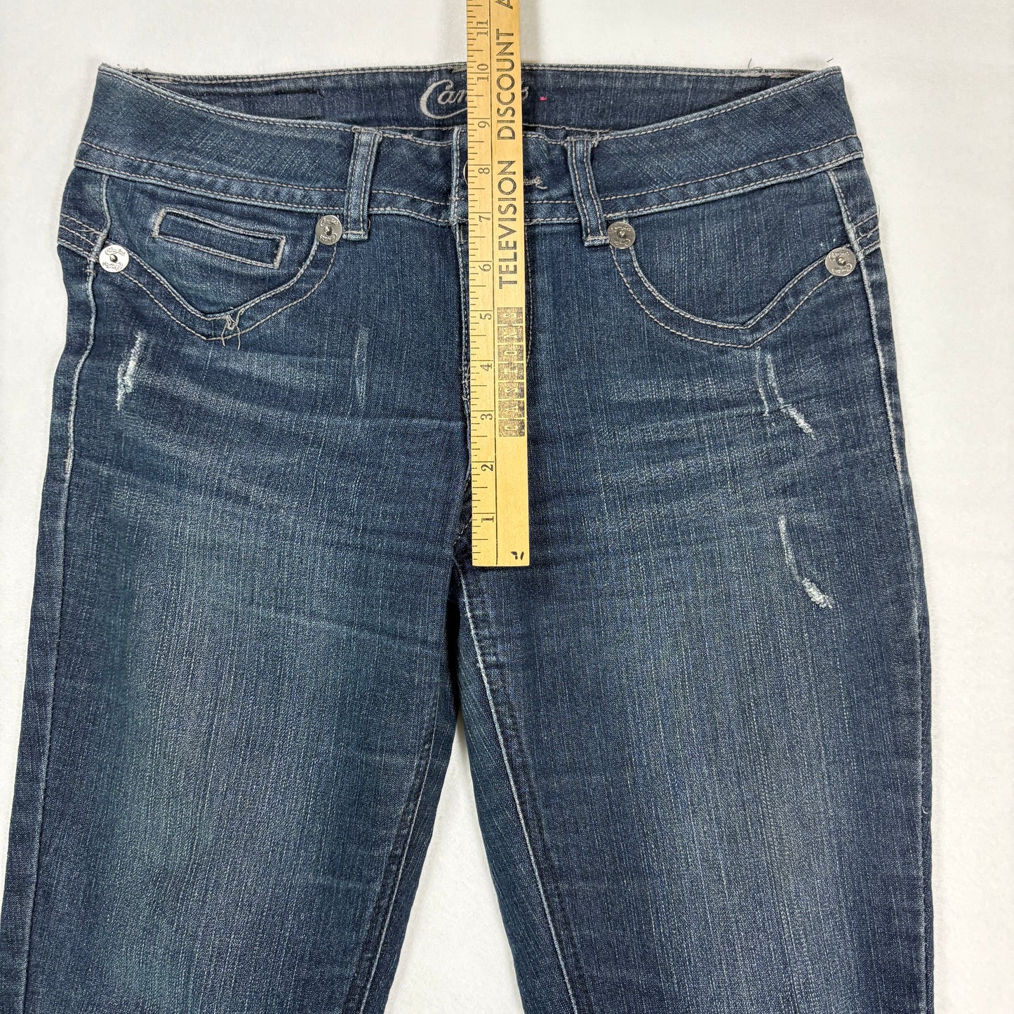Candie’s Jeans Junior 7 Dark Wash Bootcut Stretch Denim Distressed Casual