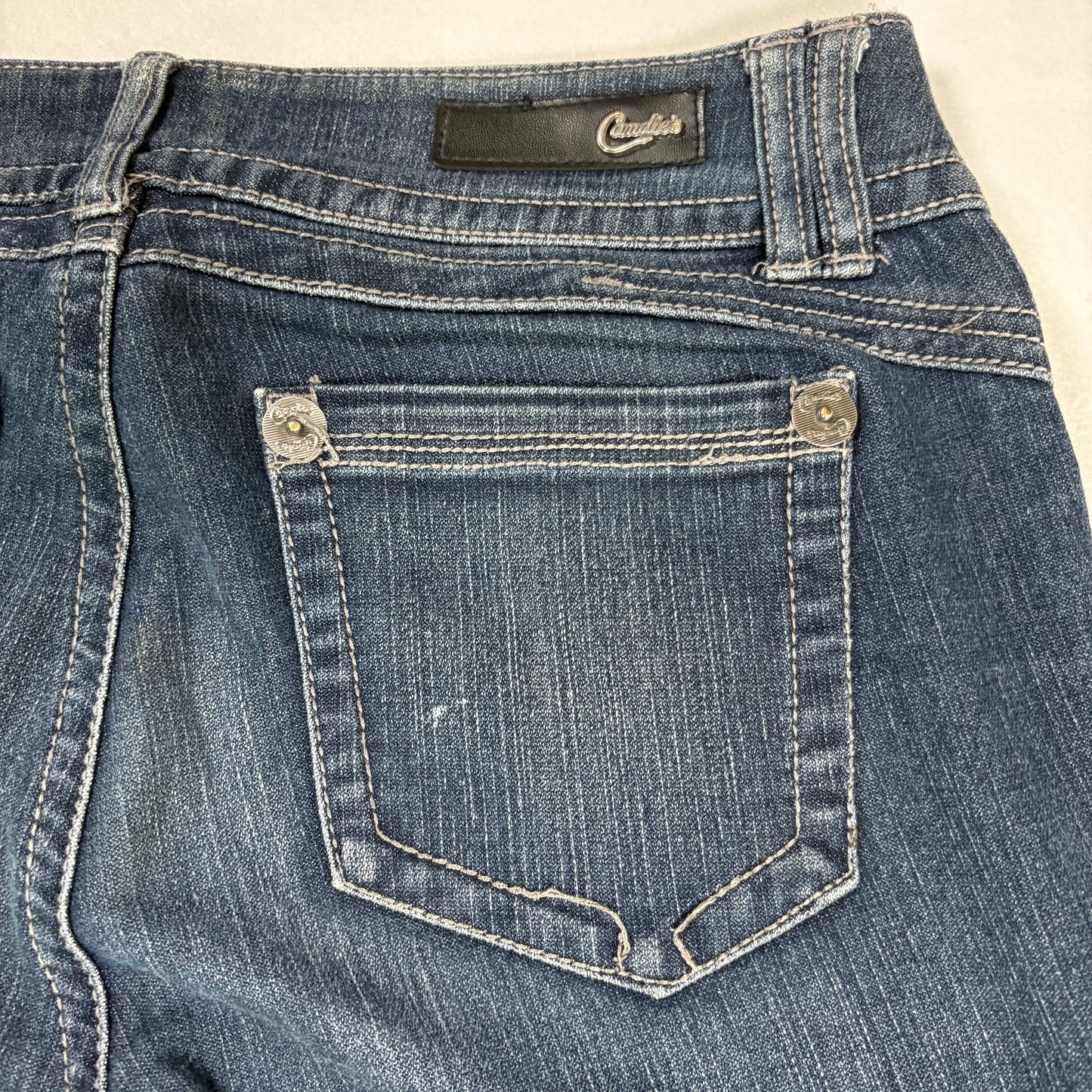 Candie’s Jeans Junior 7 Dark Wash Bootcut Stretch Denim Distressed Casual