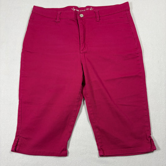 Lee Womens Capri Shorts 16P Pink Classic Fit Stretch Denim Y2K Vintage Plus Size