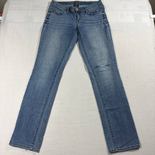Mid Rise Straight Jeans Womens 6/28R Light Wash Distressed Casual Y2K Style Look