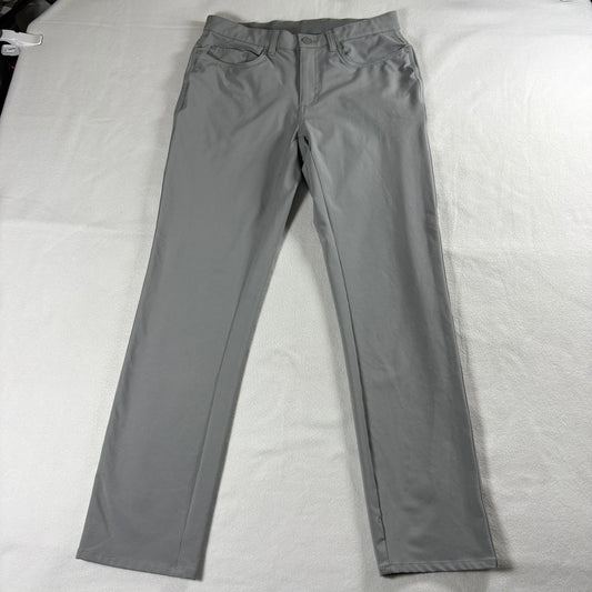 Greg Norman Mens 30x30 Gray Golf Pants Performance Stretch Slim Fit Shark Logo