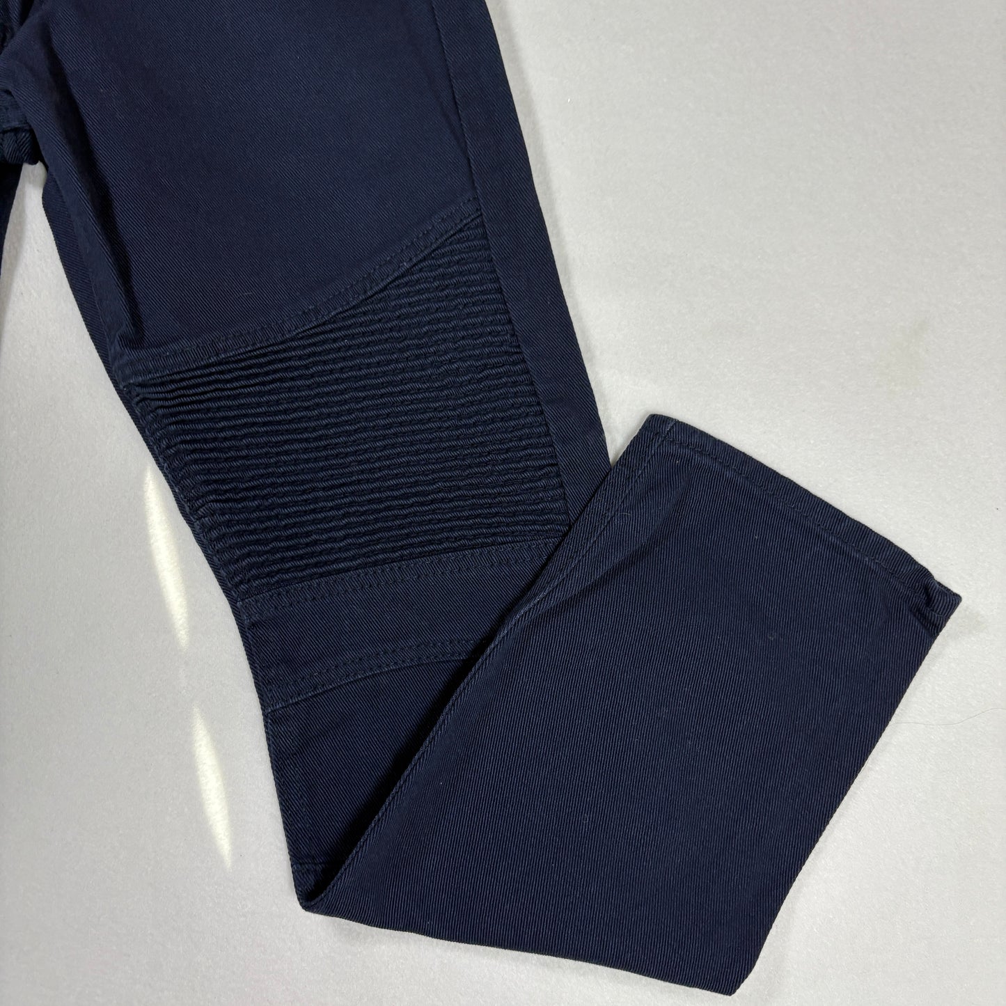 PJ Mark Jeans 32x32 Navy Blue Moto Biker Denim Taper Fit Ribbed Panels