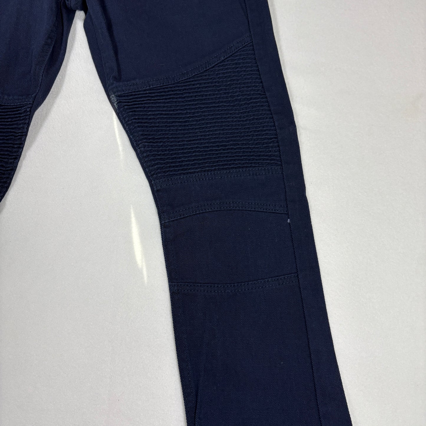 PJ Mark Jeans 32x32 Navy Blue Moto Biker Denim Taper Fit Ribbed Panels