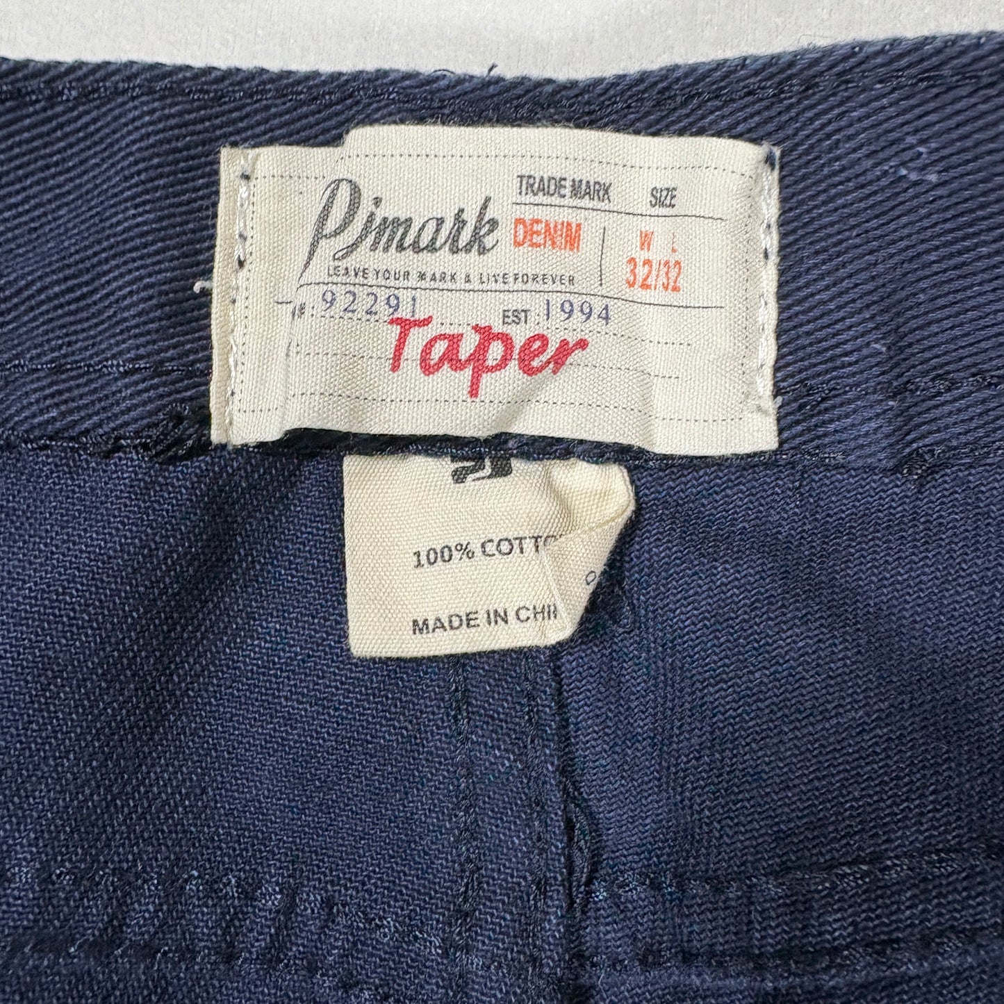 PJ Mark Jeans 32x32 Navy Blue Moto Biker Denim Taper Fit Ribbed Panels