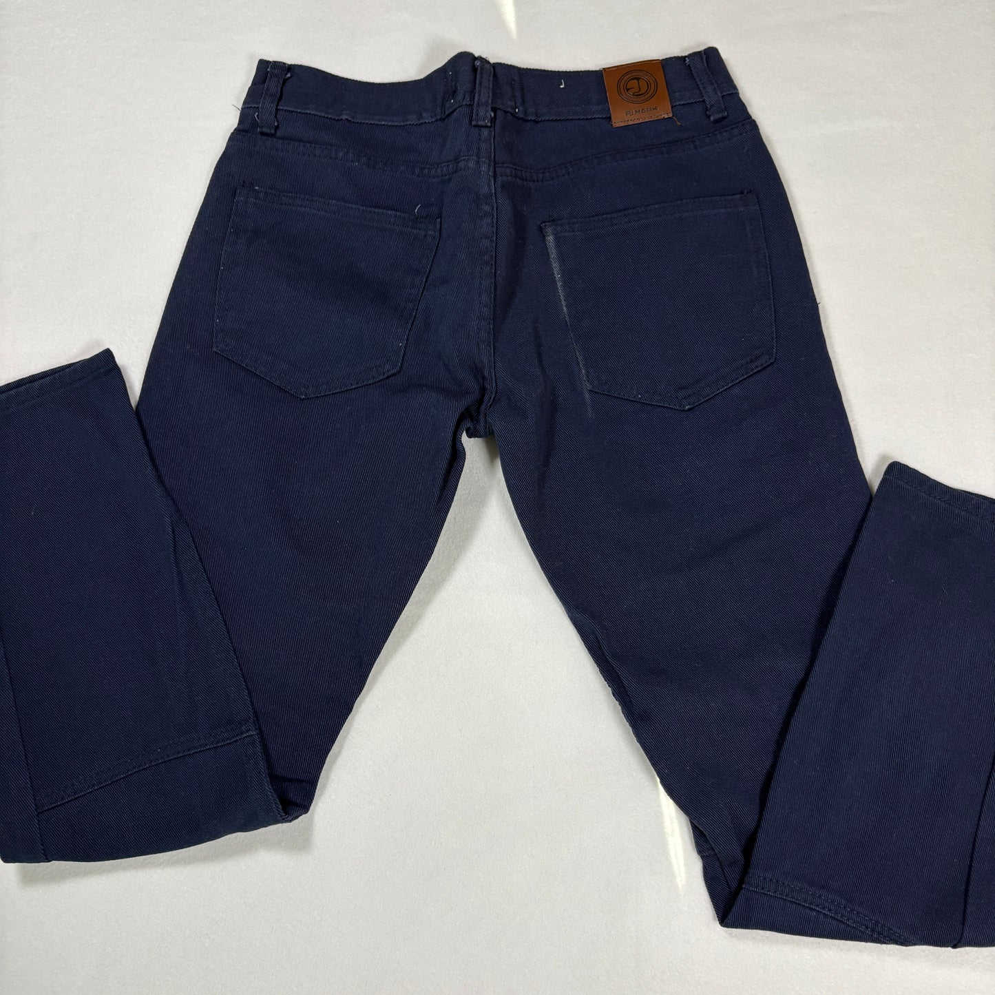 PJ Mark Jeans 32x32 Navy Blue Moto Biker Denim Taper Fit Ribbed Panels