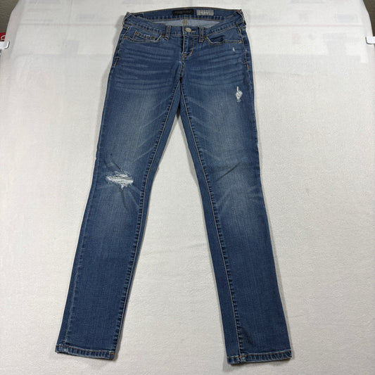 Aeropostale Skinny Jeans Womens 0 Short Distressed Light Wash Stretch Casual Y2K Look