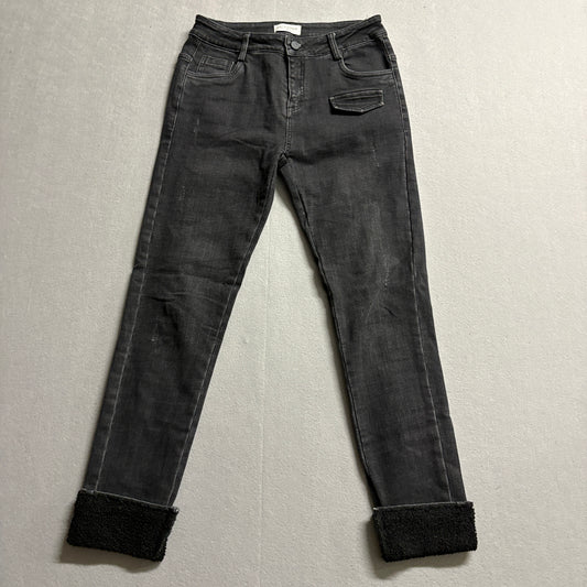 Lili Sidonio Molly Bracken Sherpa Cuff Skinny Jeans Fits Like 26x25 Black