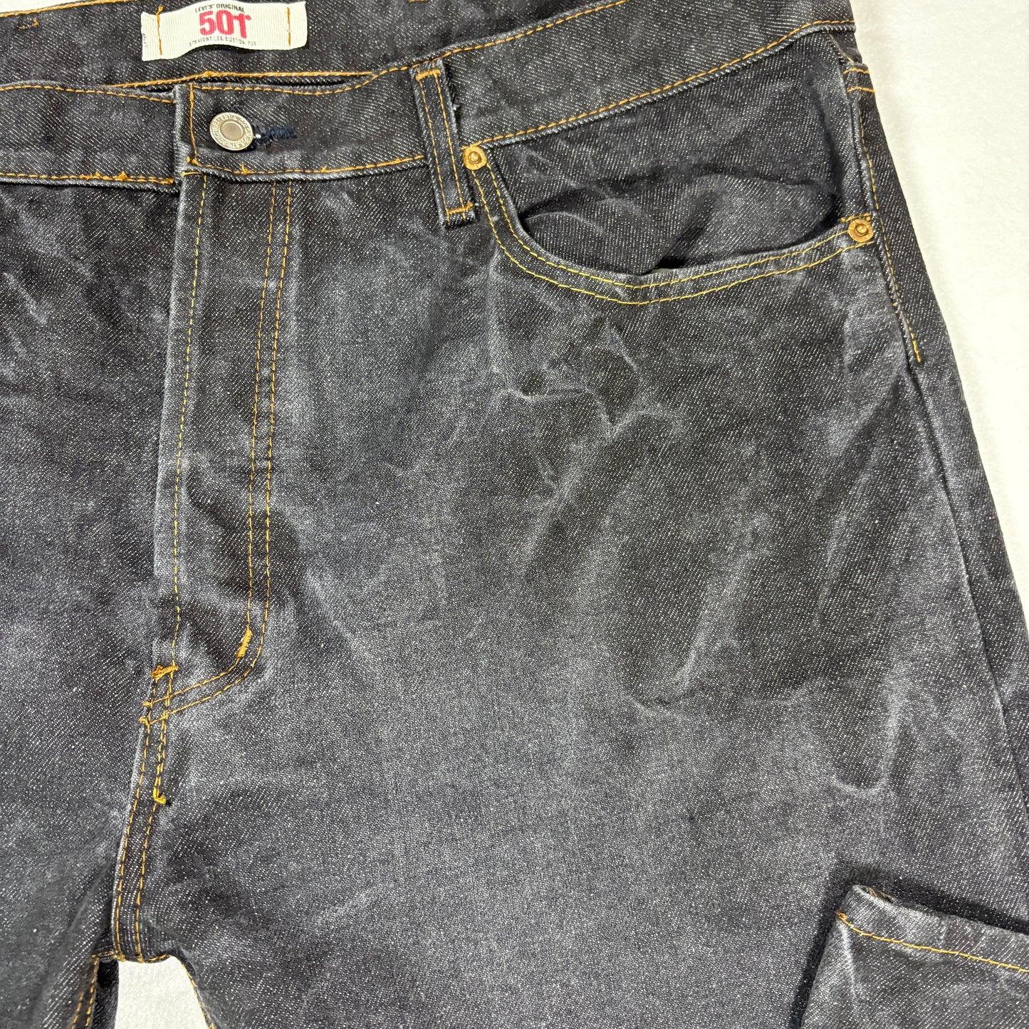 Levi’s 501 Jeans 42x30 Button Fly Original Fit Dark Wash Straight Leg Denim