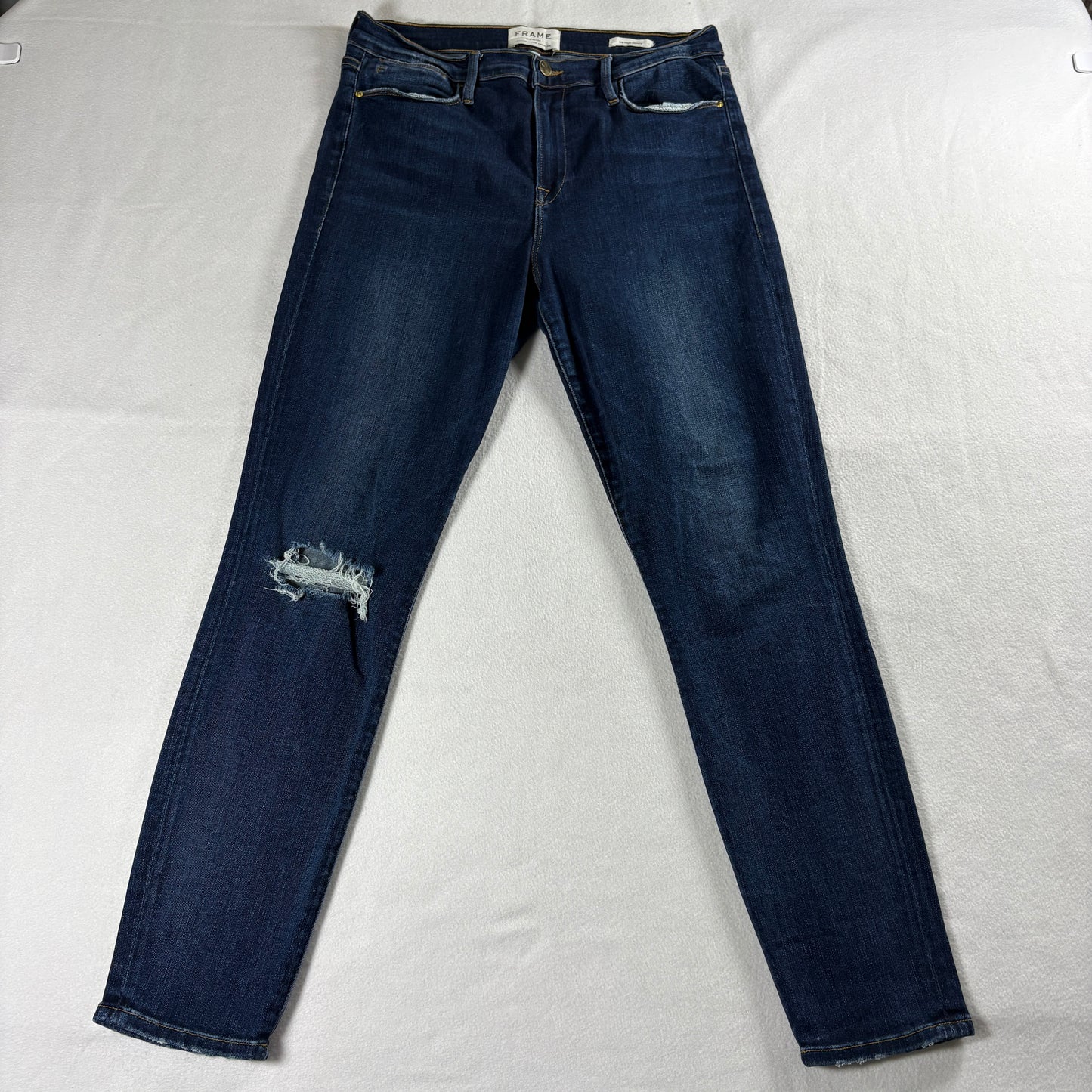 Frame Le High Skinny Womens 31 Dark Wash Distressed Stretch Denim Jeans USA Fit!