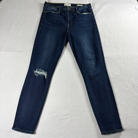 Frame Le High Skinny Womens 31 Dark Wash Distressed Stretch Denim Jeans USA Fit!