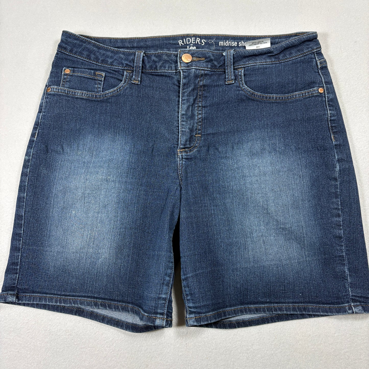 Riders By Lee Womens Shorts 12M Blue Denim Mid Rise Stretch Bermuda Y2K Vintage