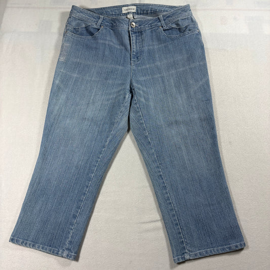 Venezia Jeans Womens 16 Light Wash Straight Leg Stretch Casual Mid Rise Plus Y2K Style