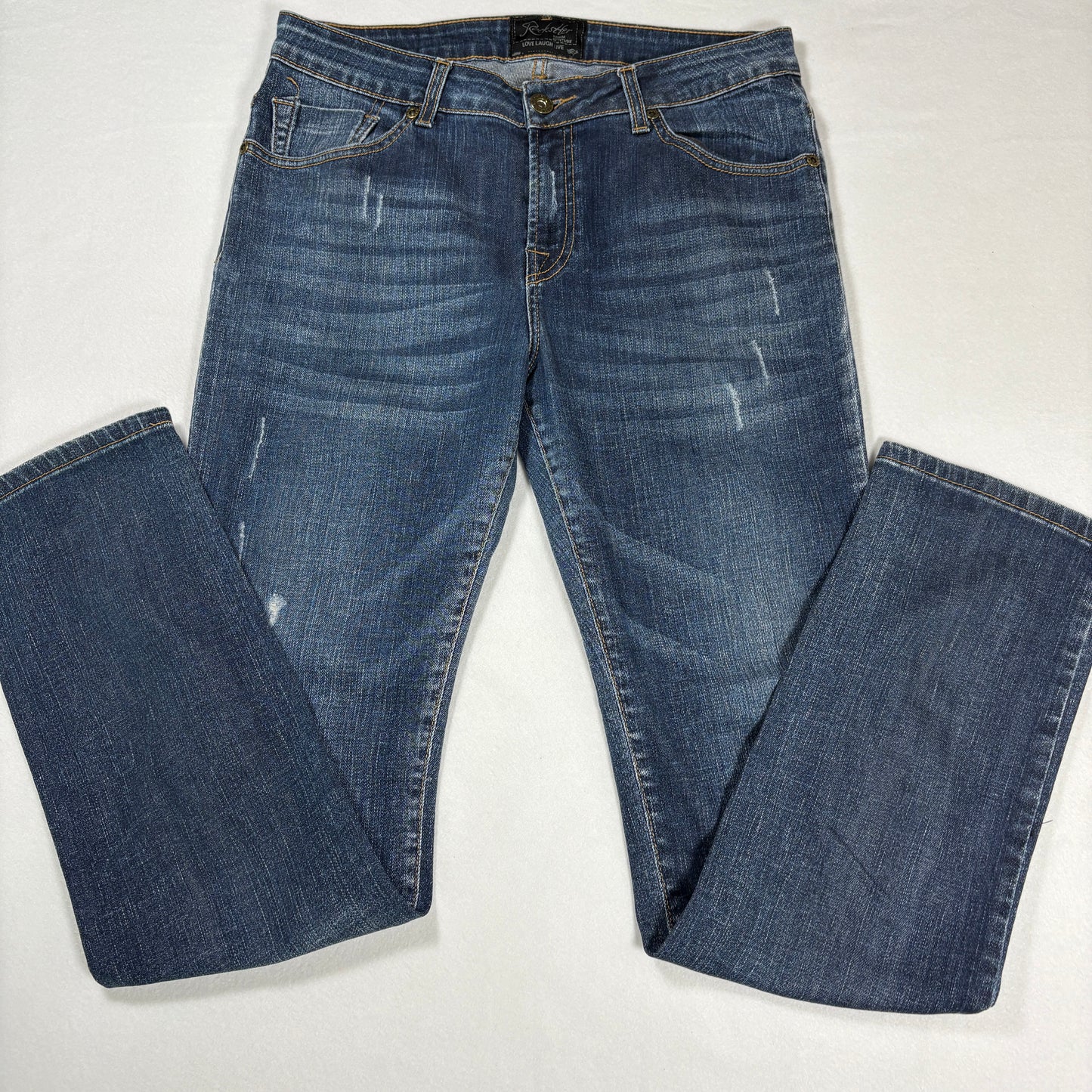 Rockstter Jeans Men’s 42 Blue Distressed Straight Leg Denim Casual Faded