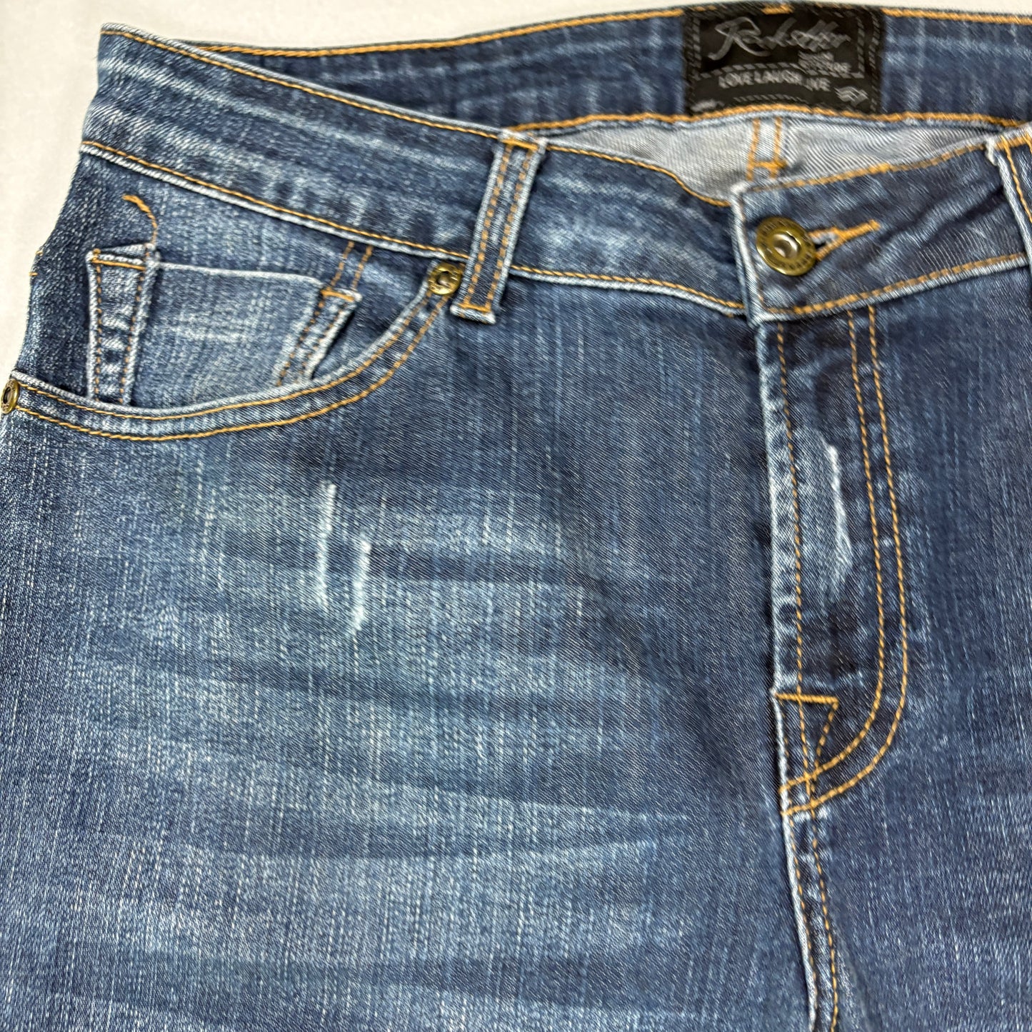 Rockstter Jeans Men’s 42 Blue Distressed Straight Leg Denim Casual Faded