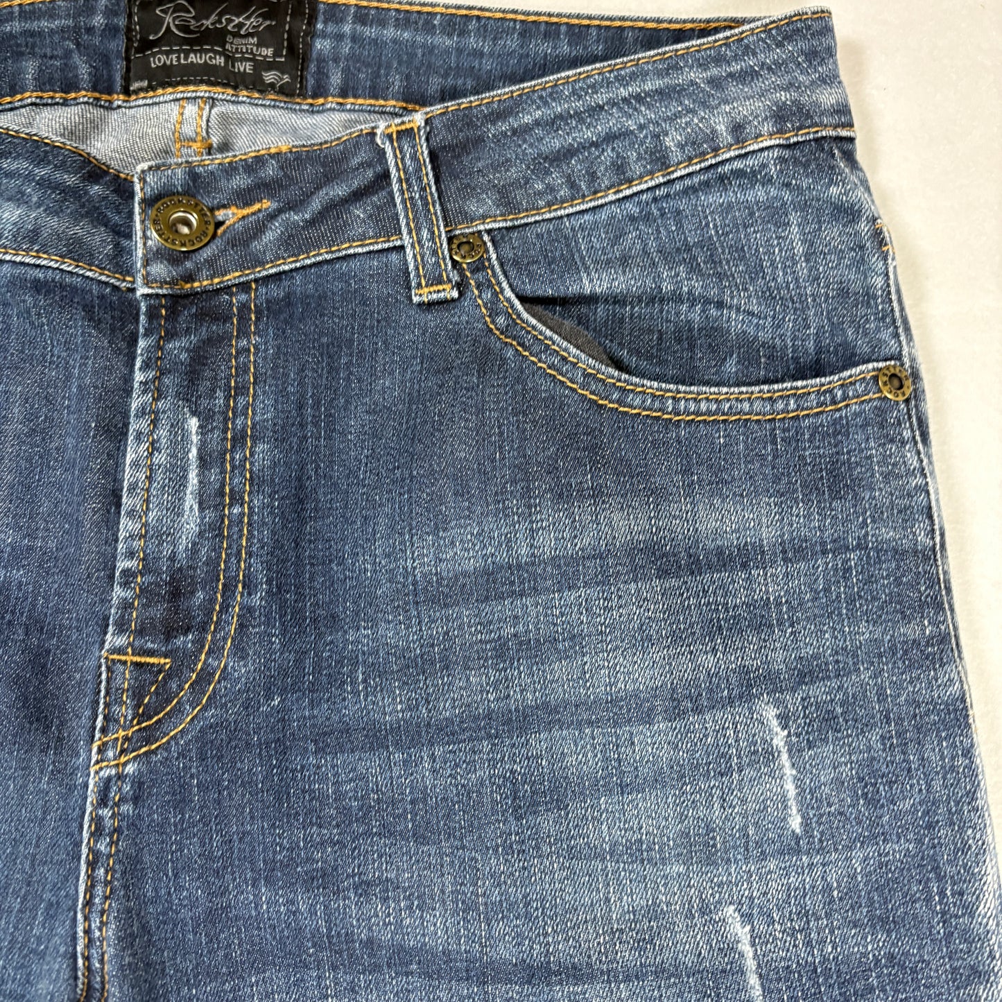 Rockstter Jeans Men’s 42 Blue Distressed Straight Leg Denim Casual Faded