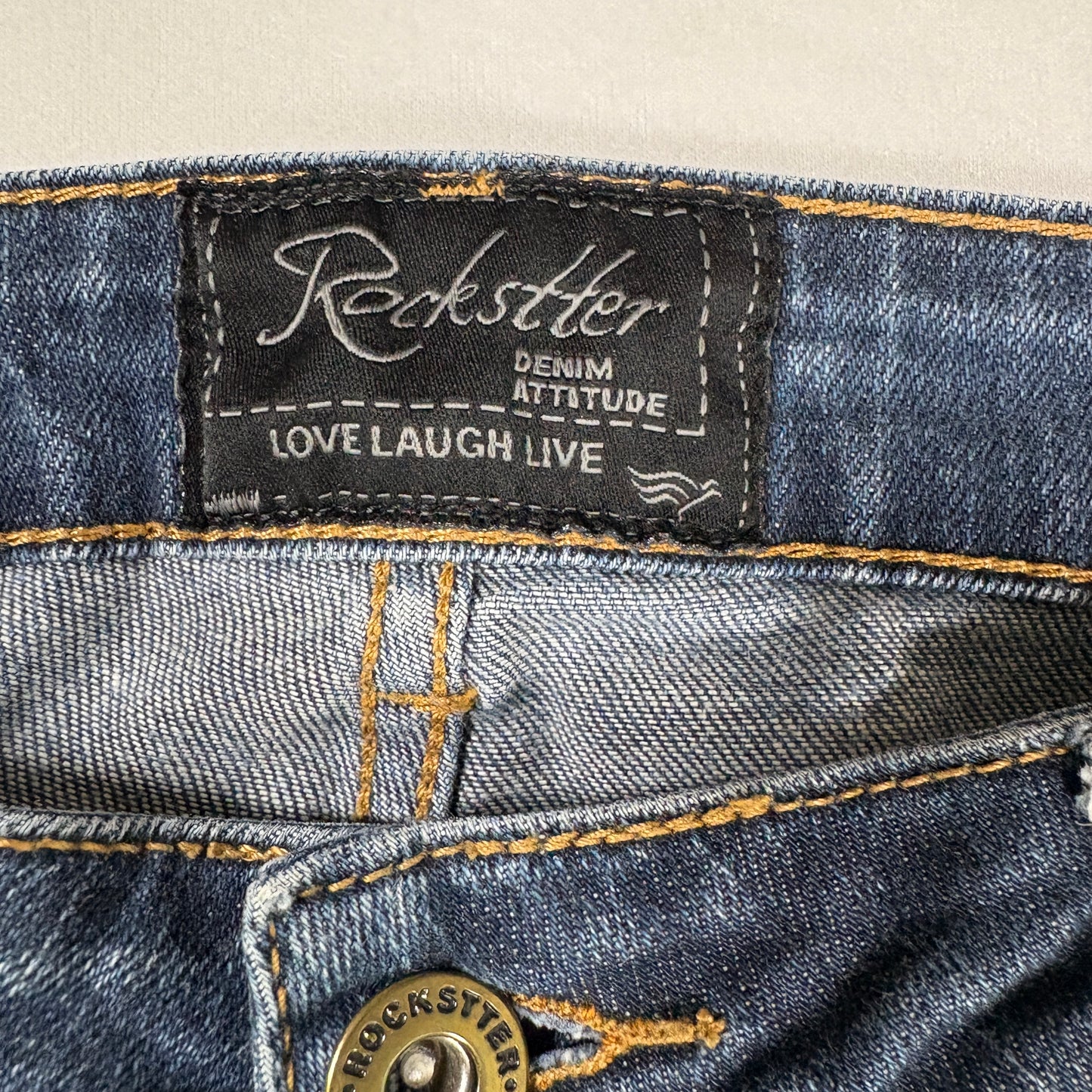 Rockstter Jeans Men’s 42 Blue Distressed Straight Leg Denim Casual Faded