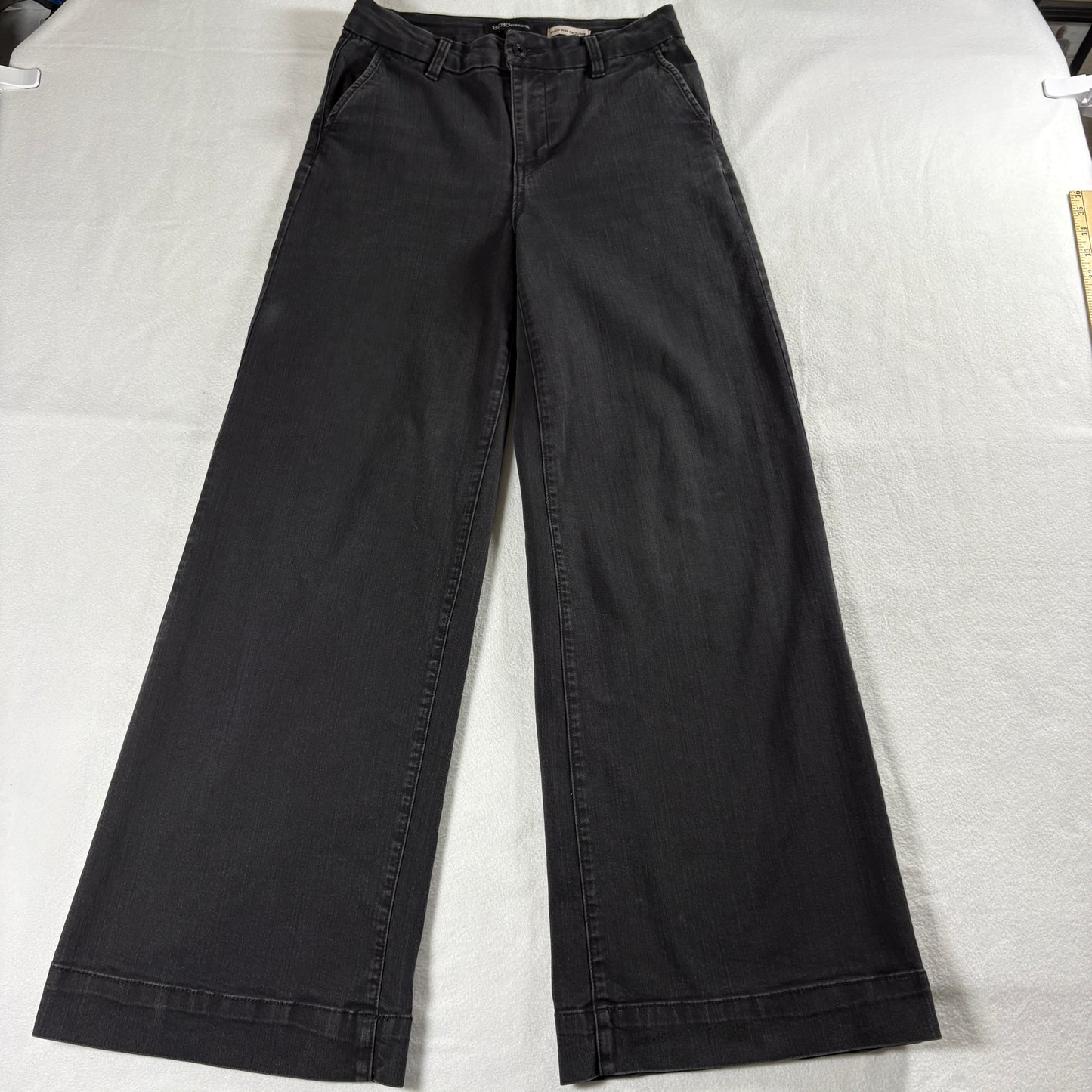 BCBGeneration High Rise Trouser Womens 9/29 Black Wide Leg Stretch Jeans ChicFit