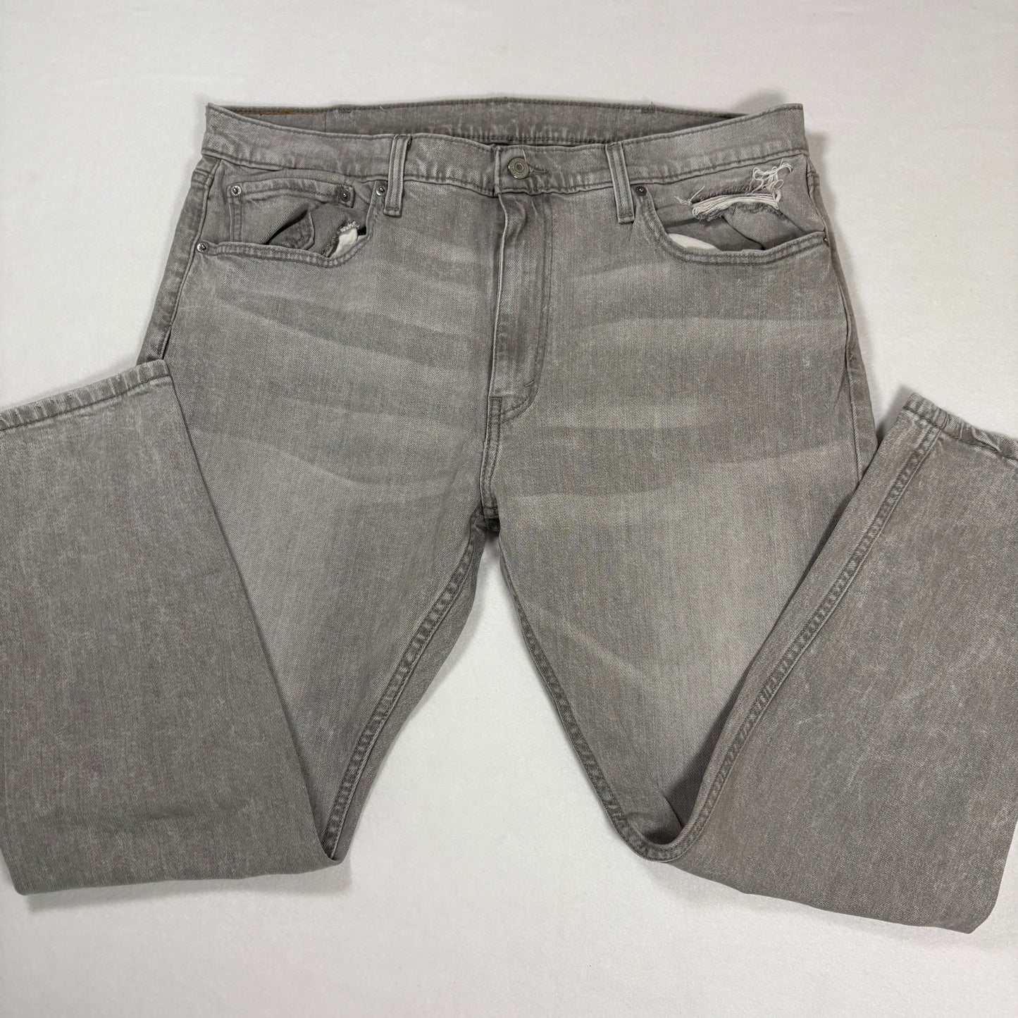Levi’s 512 Jeans 38x30 Gray Slim Taper Distressed Stretch Denim Casual