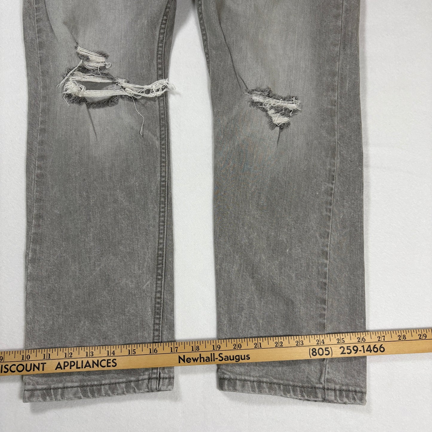 Levi’s 512 Jeans 38x30 Gray Slim Taper Distressed Stretch Denim Casual