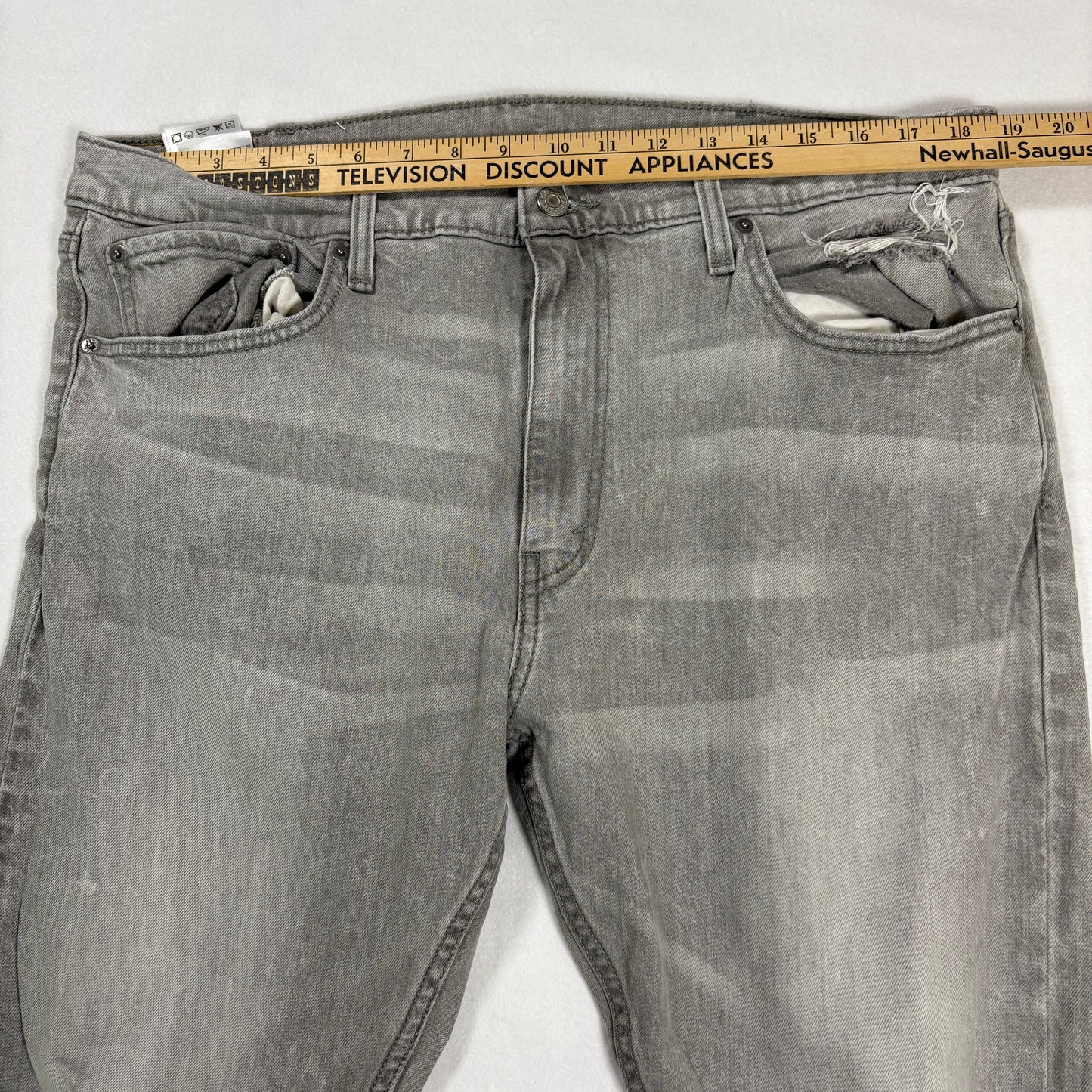 Levi’s 512 Jeans 38x30 Gray Slim Taper Distressed Stretch Denim Casual