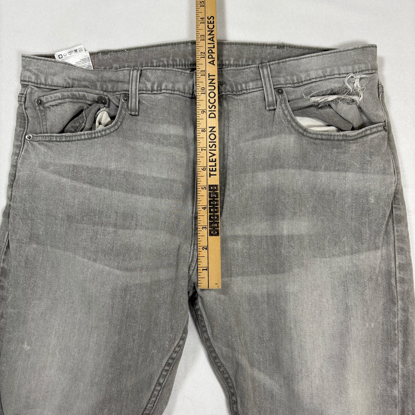 Levi’s 512 Jeans 38x30 Gray Slim Taper Distressed Stretch Denim Casual
