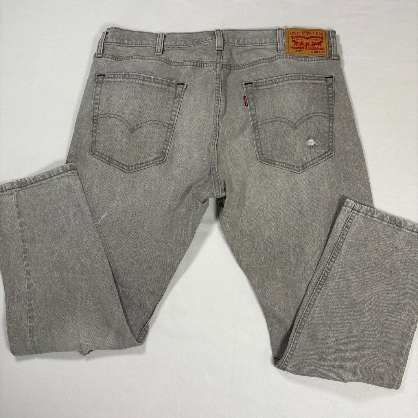 Levi’s 512 Jeans 38x30 Gray Slim Taper Distressed Stretch Denim Casual