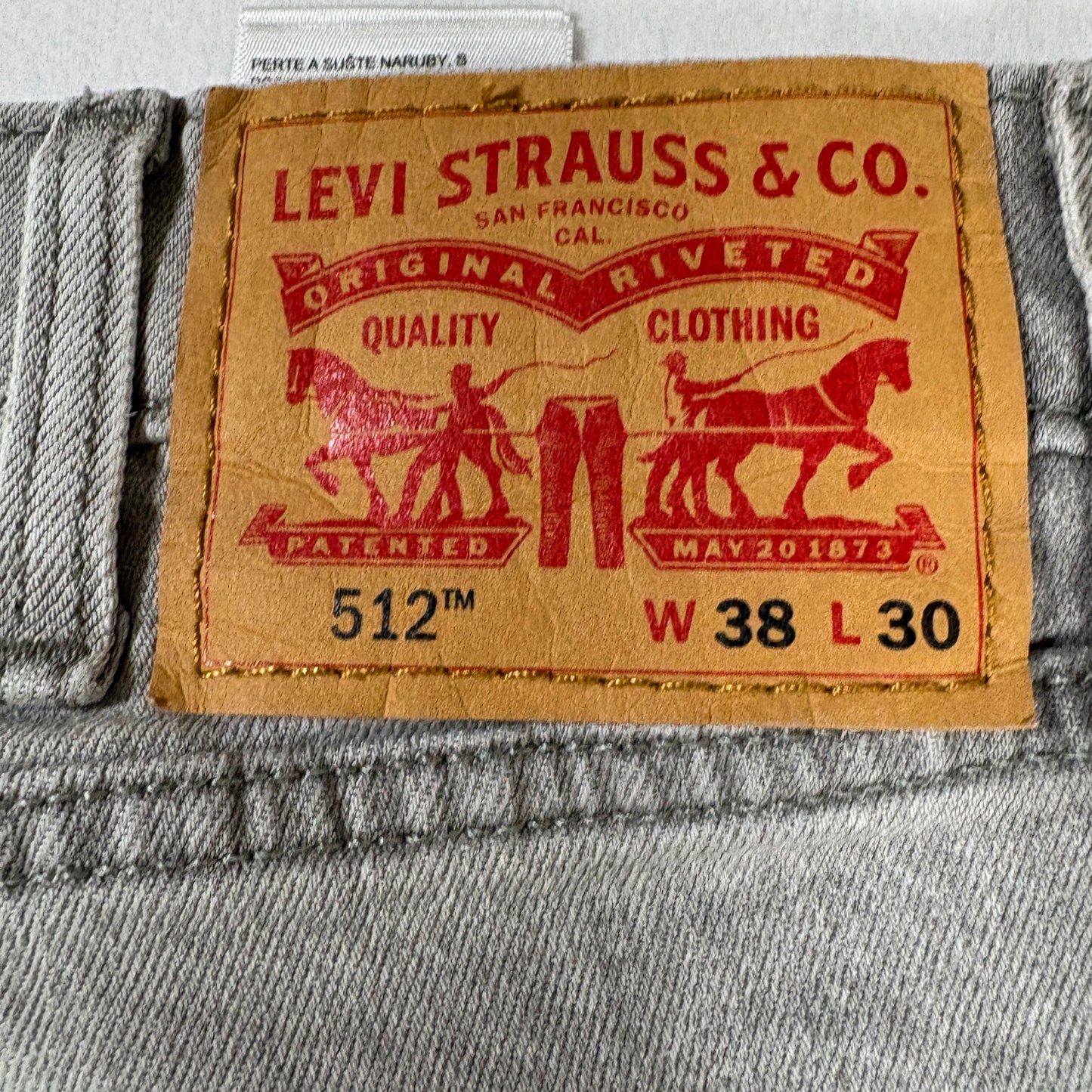 Levi’s 512 Jeans 38x30 Gray Slim Taper Distressed Stretch Denim Casual