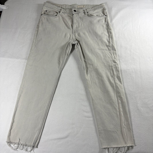 AllSaints Dean Mens 28 Grey Skinny Jeans Raw Hem Stretch Denim Casual Wear