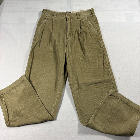 Cambridge Classics Corduroy Pants Mens 30x30 Brown Tan Pleated Straight Casual Vintage