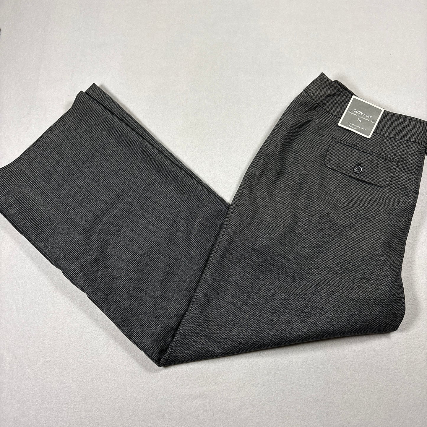 Ann Taylor Womens Pants 14 Curvy Fit Trouser Gray Black Houndstooth Dress Slacks NWT