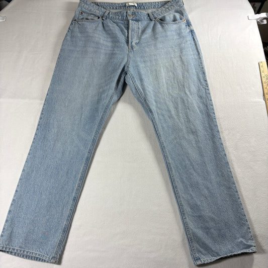 H&M Womens 16 High Rise Straight Leg Light Wash Vintage Denim Jeans Y2K Retro OG