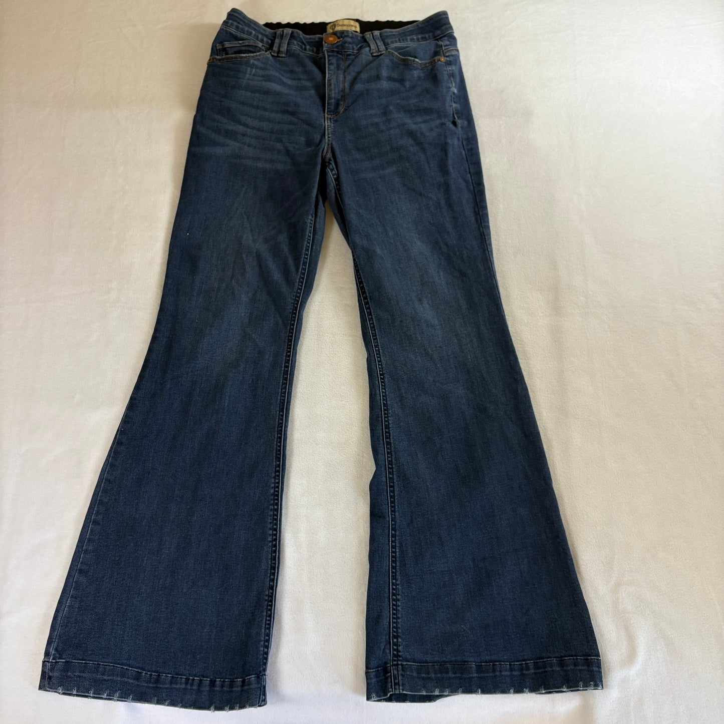Flare Wide Leg Jeans Y2K Stretch Denim Democracy 12 Fits Like 32X32 Dark Wash